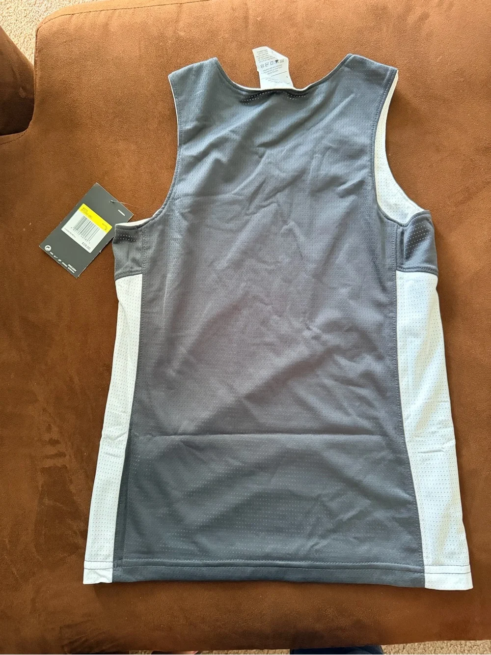 Nike Grey and White Boys Tank Top